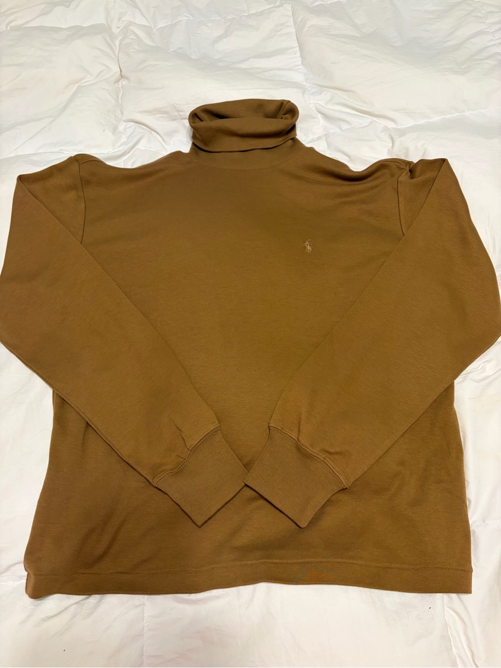 Ralph Lauren Men's Chest-Logo Turtleneck Sweater in Camel Brown